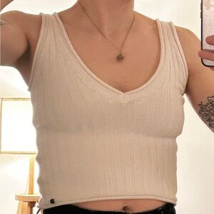 Guess Cream Ribbed Tank Top